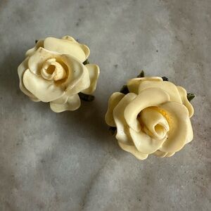 Charming Cream clip on Floral Earrings